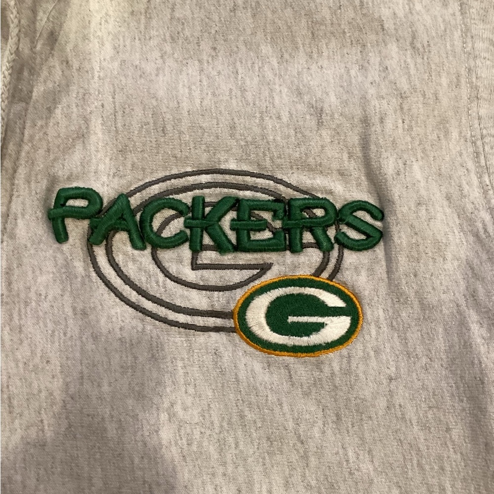 Vintage Green Bay Packers Grey Embroidered Lace Up Hoodie Womens Medium - Picture 11 of 11